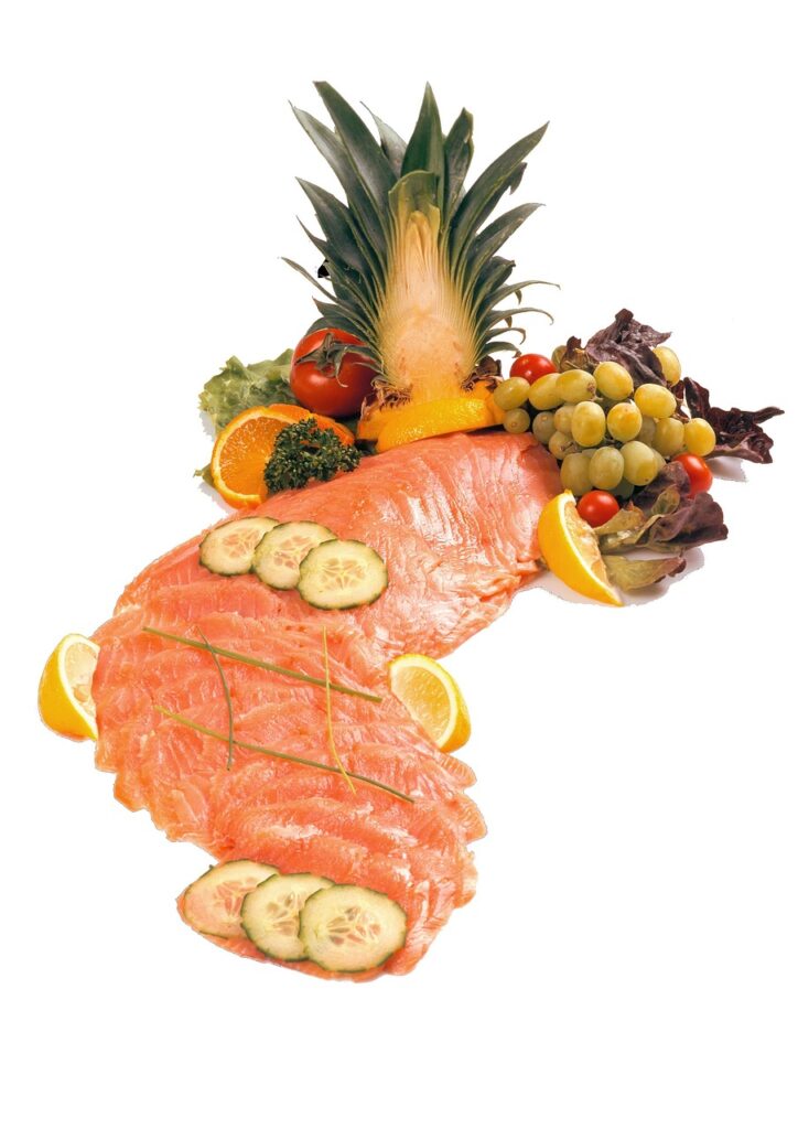 salmon, smoked, nature, ice, fresh, fish, meat, article, raw